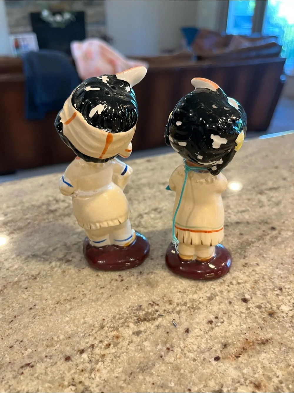 Vintage Native American Boy & Girl Salt & Pepper Shakers Japan Mid Century